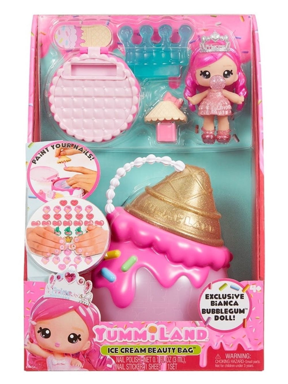 Yummiland Beauty Bag Playset + Lip Gloss Doll - Ice Cream Bag Includes Exclusive